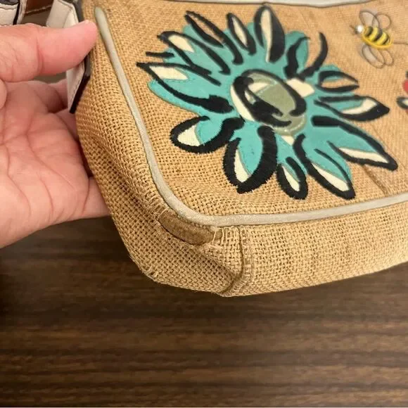 Coach LE Limited Bumble Bee Floral Y2K Mini Bag w Raffia Shoulder Purse tag READ - Picture 8 of 8